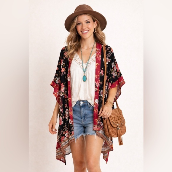 Knox Rose Other - Knox Rose Romantic Boho Witchy Floral Duster Kimono Cover UP SZ XL/XXL